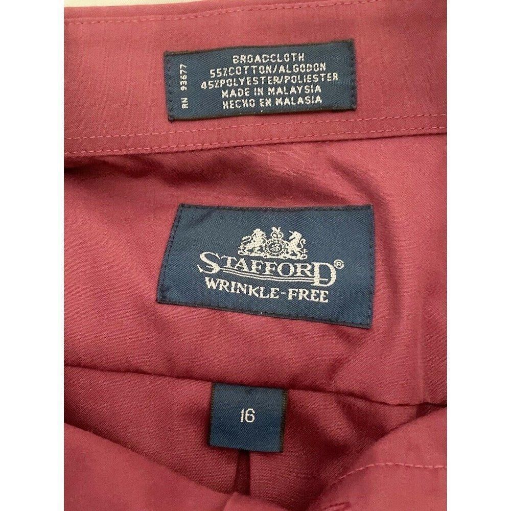 🟢Stafford Wrinkle Free Oxford Mens Size 16 Short Sl - Picture 6 of 6
